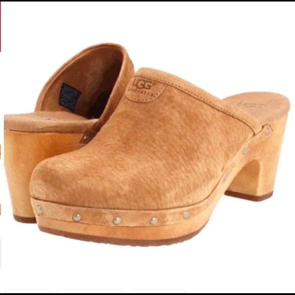 UGG Abbie tan suede clogs with Sherpa footbed 6